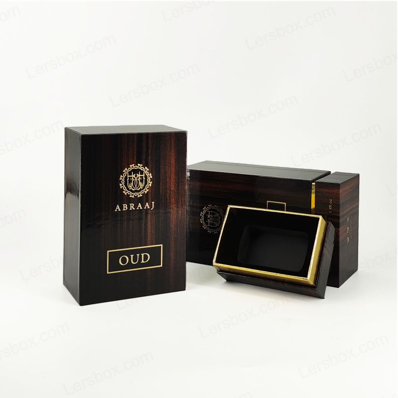 সোনার ফয়েল বিশদ এবং ইভা ফোম সন্নিবেশ এইচপি 019 সহ হস্তশিল্পের অনমনীয় পারফিউম প্যাকেজিং