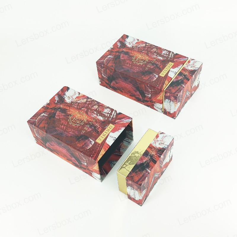 প্রিমিয়াম প্যাকেজিং এইচপি 023 এর জন্য ইভা ফোম আস্তরণের সাথে সোনার ফয়েল পারফিউম বক্স এবং অনমনীয় বেস